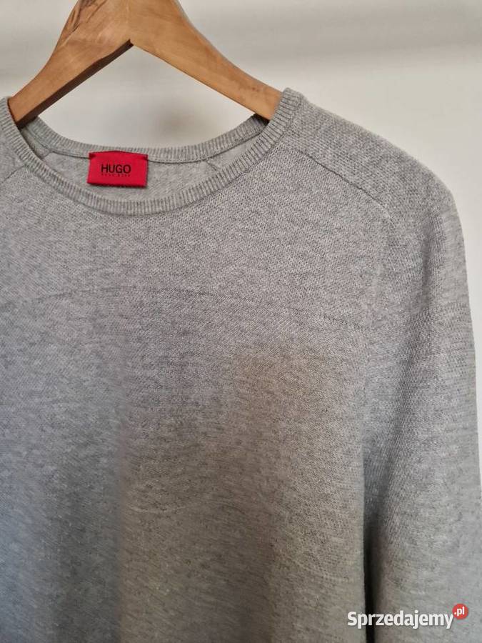 Hugo Boss Lekki Klasyczny Szary Sweter Męski 100 Kraków
