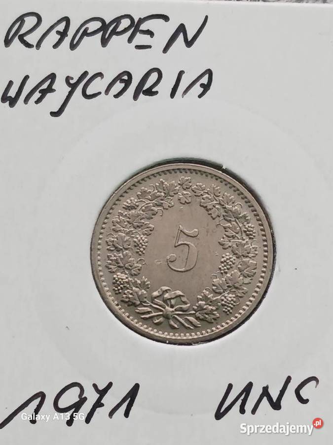 5 Rappen Szwajcaria 1971 r UNC