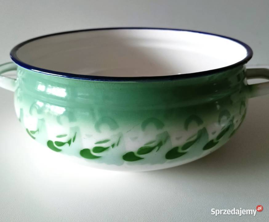 Garnek waza emaliowana z PRL vintage Łódź