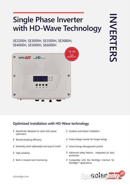 Falownik SolarEdge SE3000H HDWave jednofazowy 1F