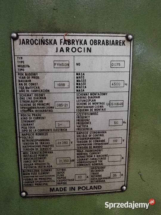 Frezarka numeryczna FYN 50 N Lubicz Górny
