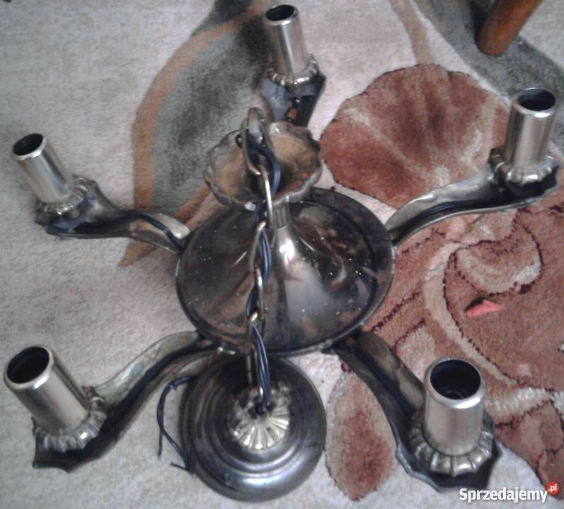 Okazja Żyrandol 5 ramienny Mosiądz Starocia Zabrze