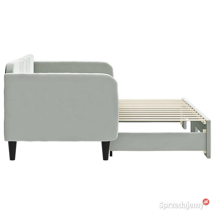 Sofa rozsuwana jasnoszara aksamit 80x200 Warszawa