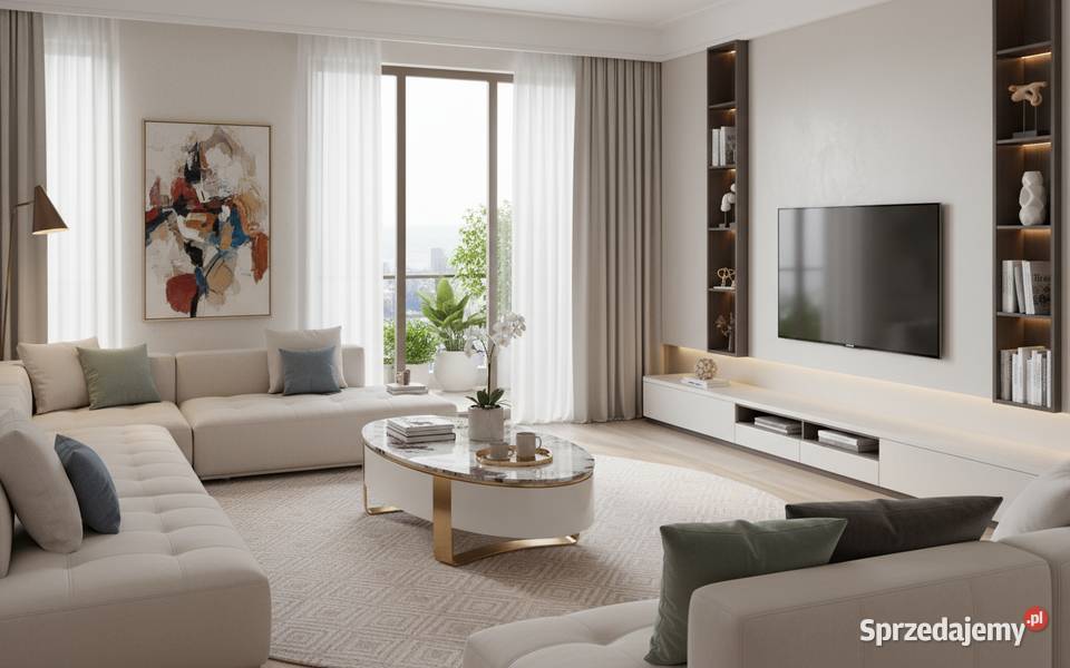 Stolik kawowy biały ława na złotych nogach Golkowice