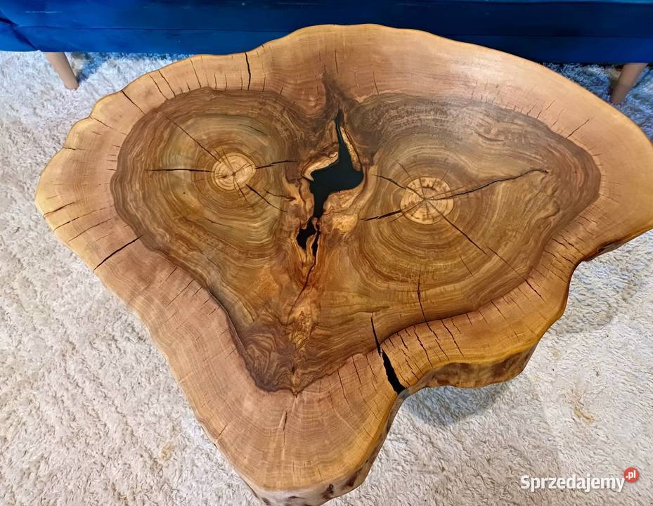 Stolik kawowy 90x72 live edge ORZECH WŁOSKI wielkopolskie