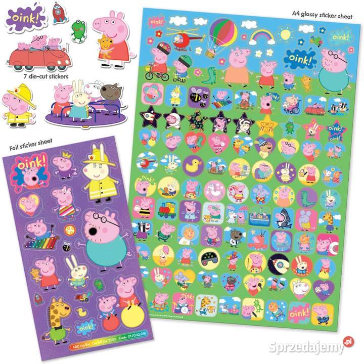 Świnka Peppa Pig Zestaw Naklejki Nalepki 140 Pozostałe