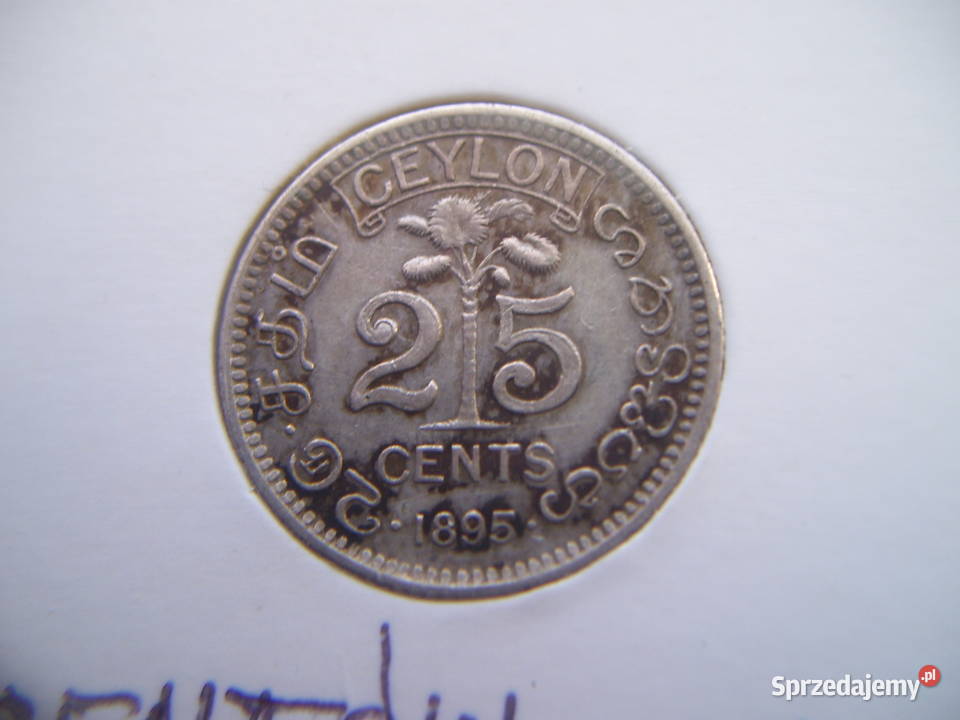 Stare monety 25 cent 1895 Cejlon srebro Lesko