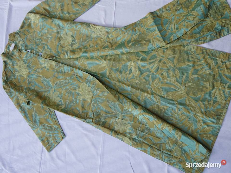 Żakardowa Sukienka Zapinana Liście Kwiaty 36 Nowy Sącz