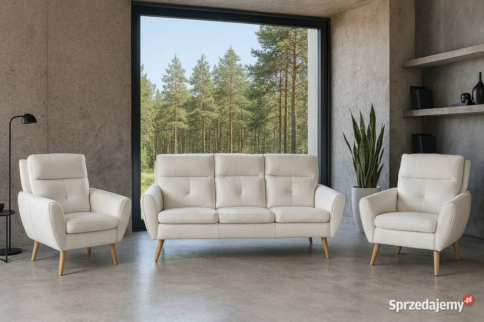 Skandynawski komplet Goldi 100 skóra naturalna śląskie Piasek
