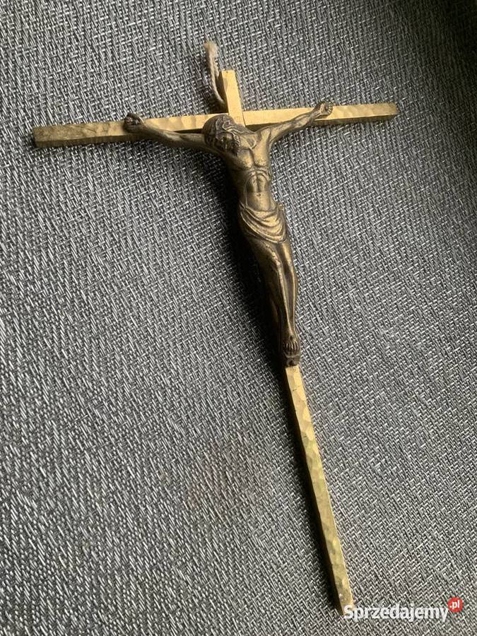 Krzyżyk na ścianę Mosiężny Jezus Łowicz