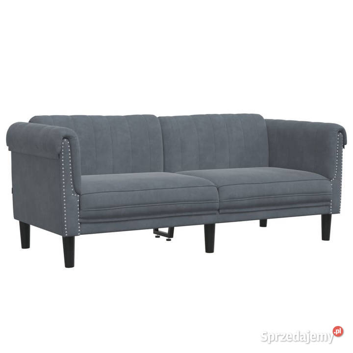 Sofa dwuosobowa ciemnoszara aksamit WM372576 Warszawa