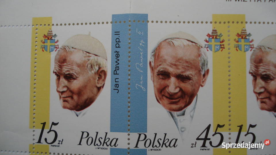 Znaczki pocztowe arkusz 9 kart III wizyta Łódź