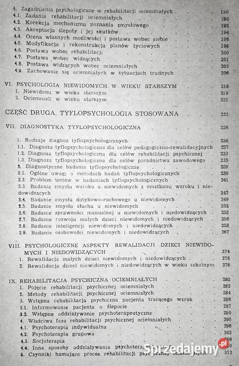 Psychologia niewidomych i niedowidzących Tadeusz Rok wydania 1983 lubelskie Chełm