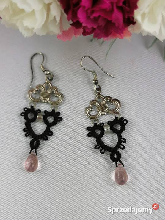 Kolczyki frywolitkowe Wiśniowa