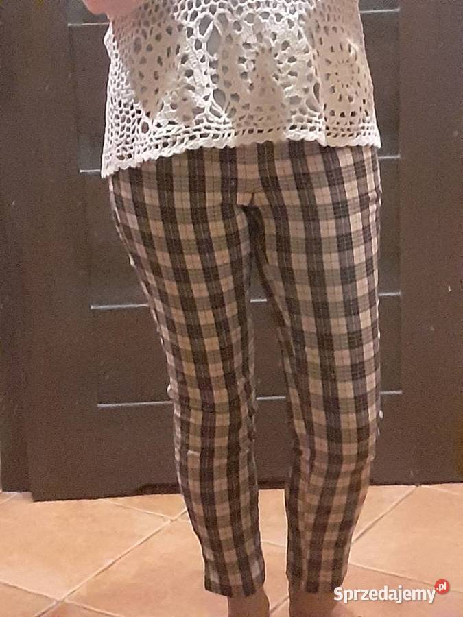 spodnie w kratkę chinosy M