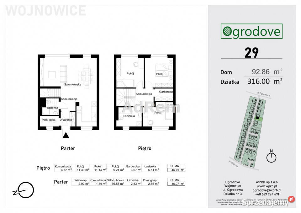 Dom bliźniak 9286m2 Czernica
