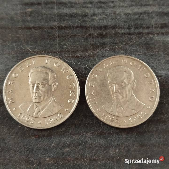 2 monety Marceli Nowotko 1976 r z i bez znaku Numizmatyka wielkopolskie Ostrów Wielkopolski