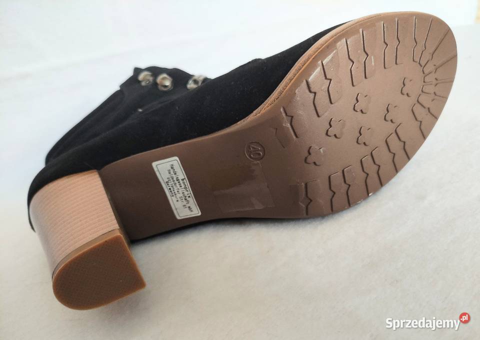 Nowe zamszowe botki Bonprix na obcasie warmińsko-mazurskie Giżycko sprzedam