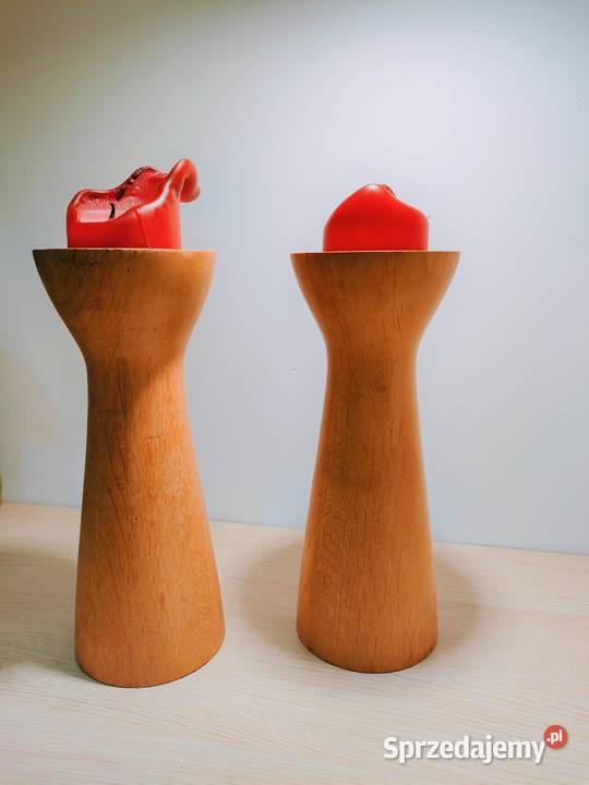 Świeczniki drewno twarde komplet Kalisz