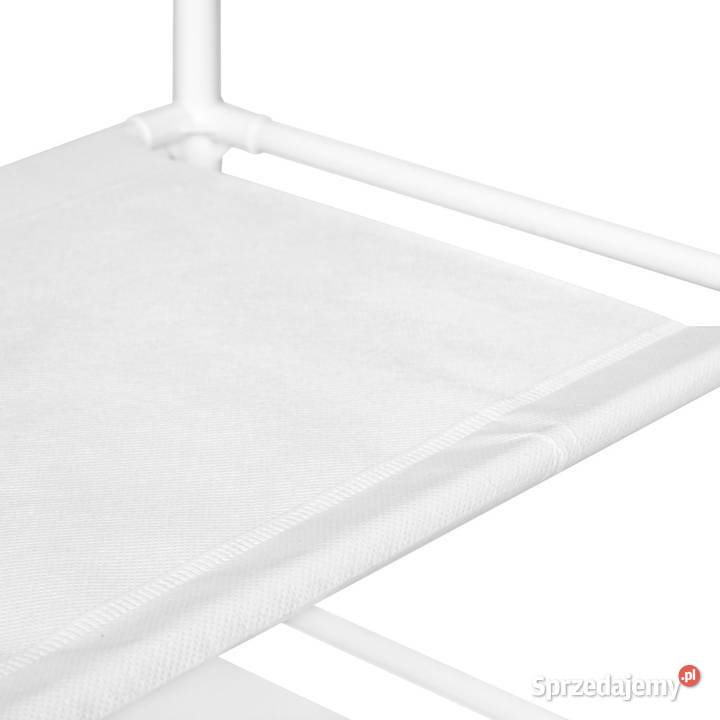 Stojący wieszak na ubrania z półkami biały