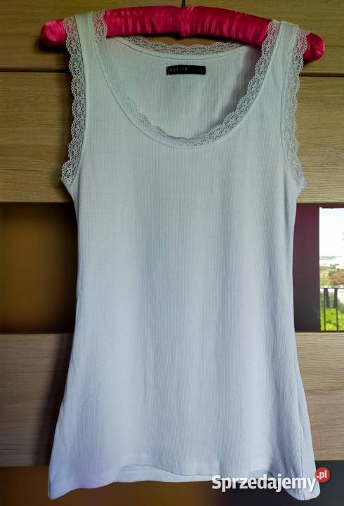 Biały top z koronką rozmiar M Bez wzoru Łódź