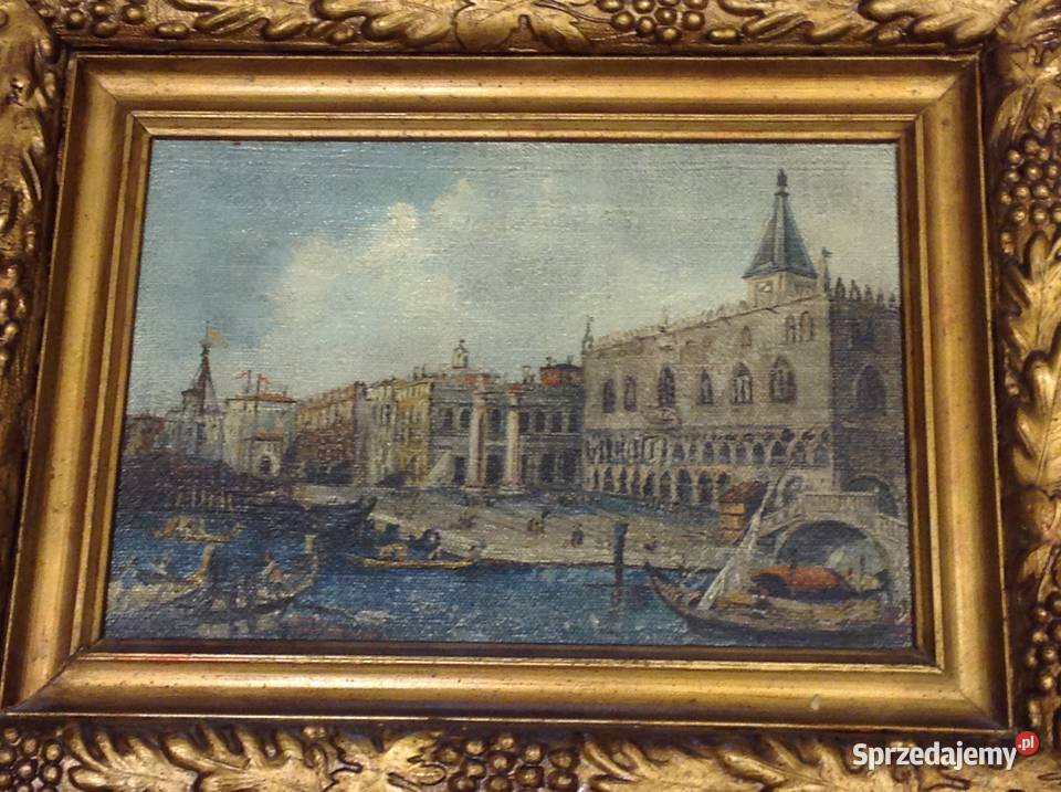 Stary Obraz Olejny w Złotej Drewniano Gipsowej Nowa Sól