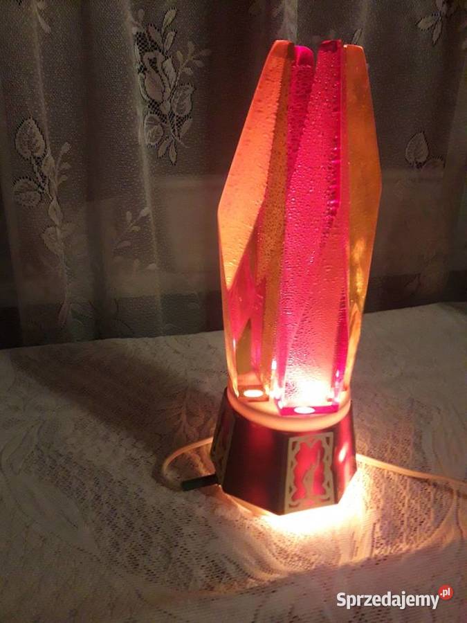 Lampka nocna kryształy lampa stołowa brązowa PRL Piotrków Trybunalski