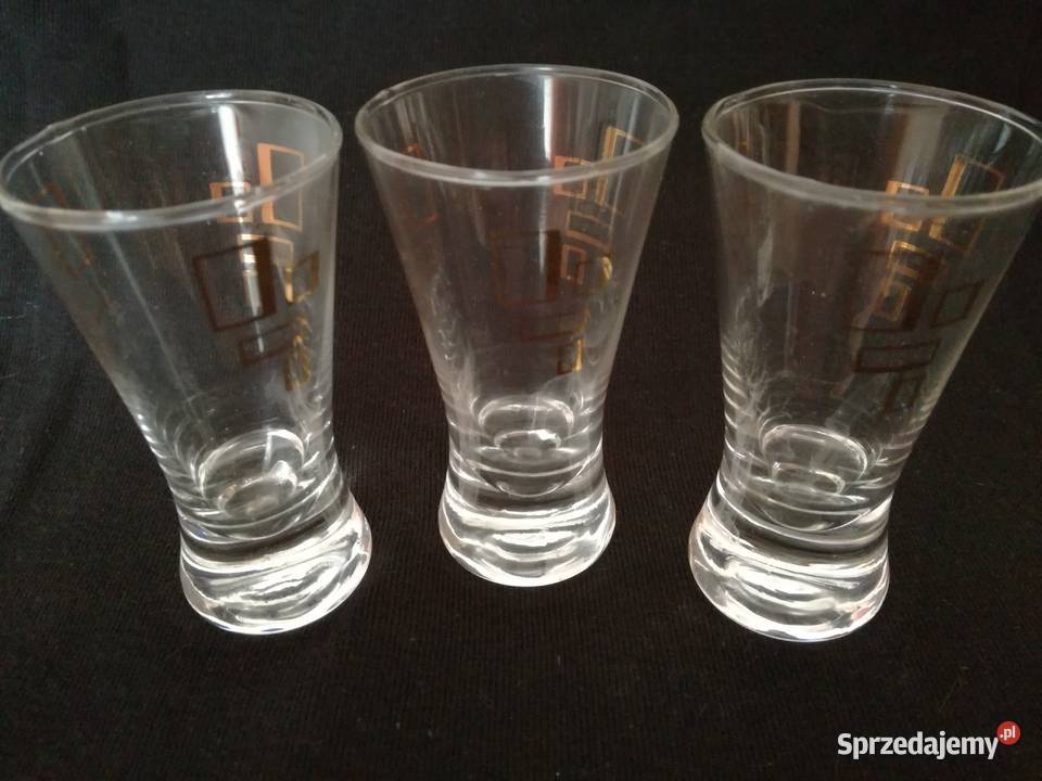 Kieliszki do wódki w złote prostokątySztuk 3 Łódź