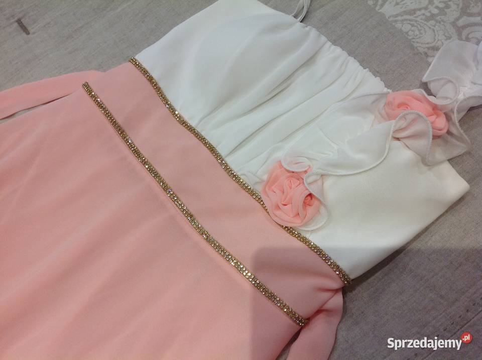 Długa Suknia Koktajlowa r SM biały Nowa Sól