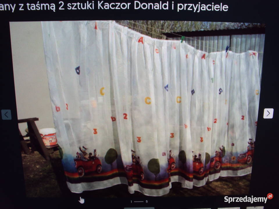 Firany z taśmą 2 sztuki Kaczor Donald i Konstantynów Łódzki