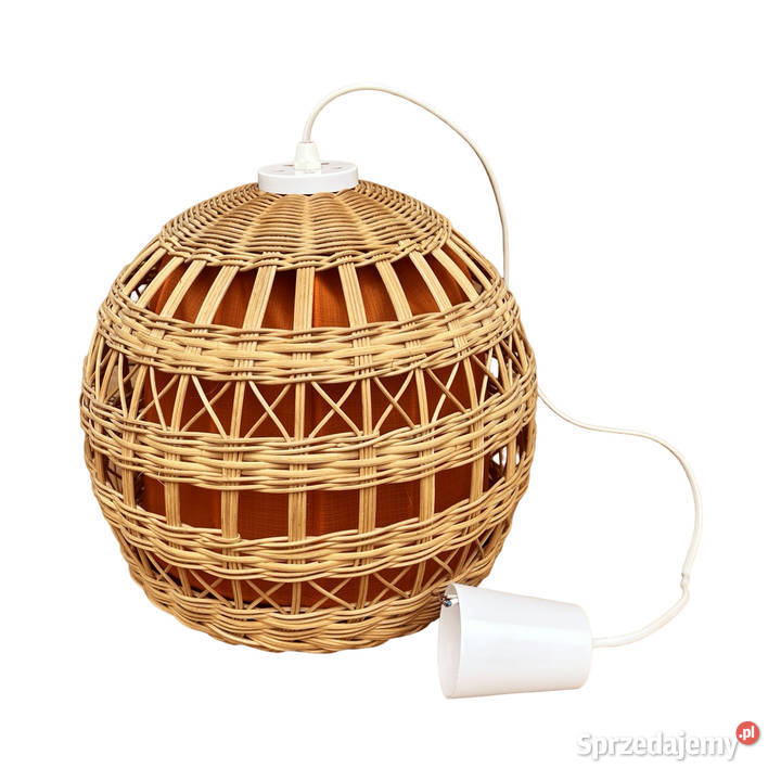 Lampa sufitowa z wiklinowym kloszem Polska lata mazowieckie Warszawa