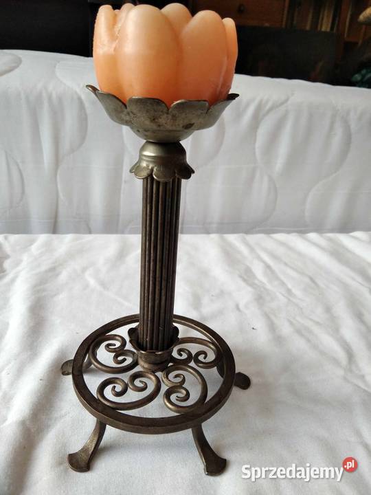 Piękny stary świecznik mosiężny kandelabr Gdańsk