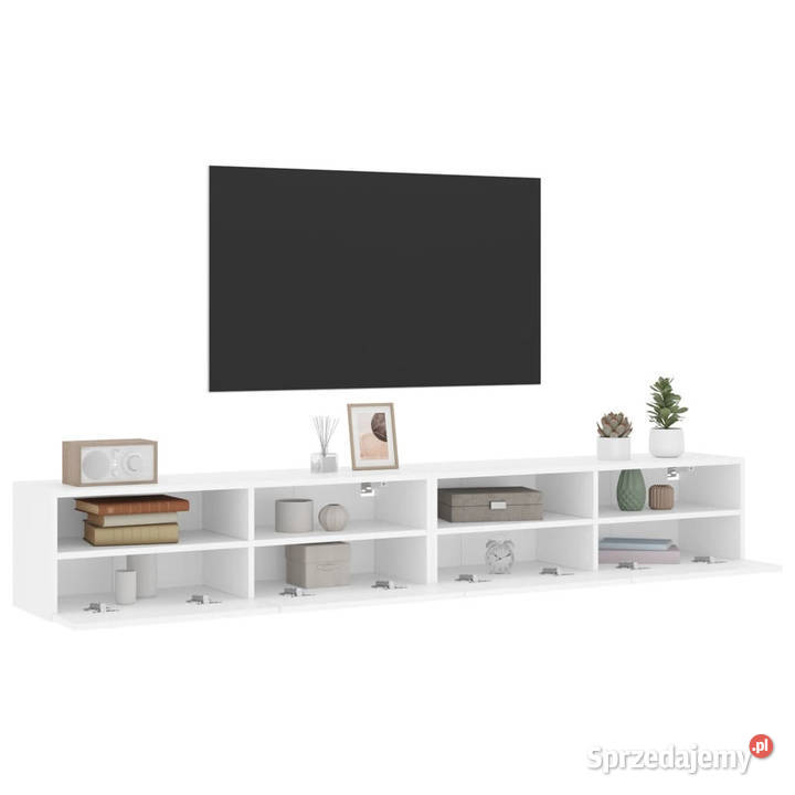 Ścienne szafki TV 2 białe 100x30x30 WM836883 Warszawa