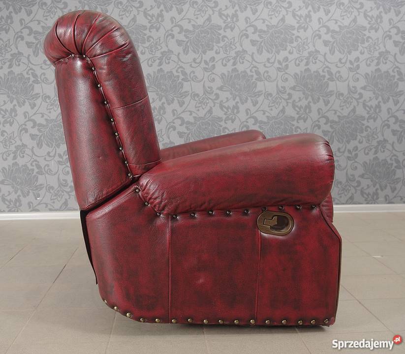 Fotel rozkładany angielski skóra naturalna 4739 Nysa sprzedam