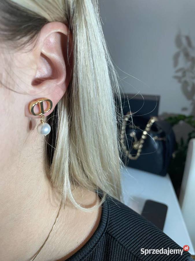 Piękne kolczyki Dior z perełką Białystok
