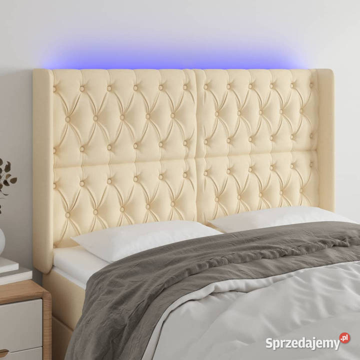 Zagłówek do łóżka z LED kremowy 147x16x118128 mazowieckie Warszawa