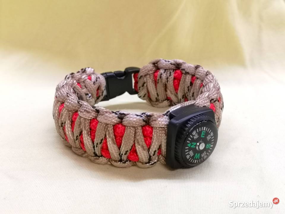 Bransoletka z paracordu splot King Cobra kompas Kielce