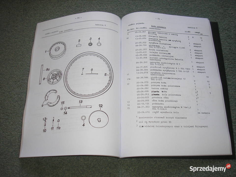 MZ TS 125150 katalog części polsku