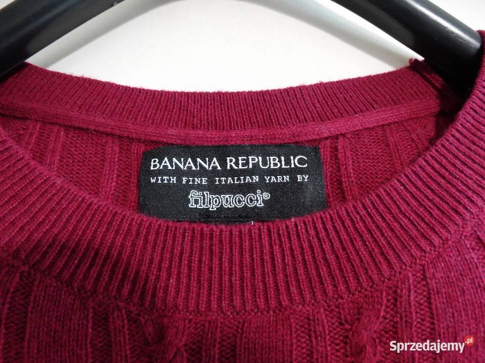 Sweter Wełniany Kaszmir Merino Fine z Włoskiej Banana Republic