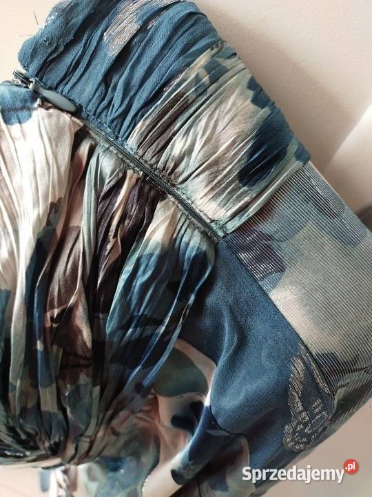 Jedwabna długa wieczorowa suknia z wysokim Długość Maxi