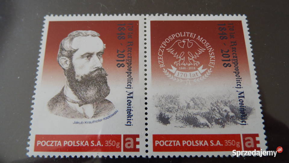 Okolicznościowe znaczki i moneta Mosina 170 lat Radzewice