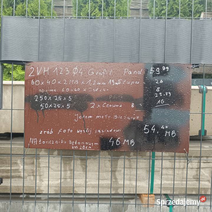 Panele słupek ceownik obejma płyta podkarpackie Baranów Sandomierski