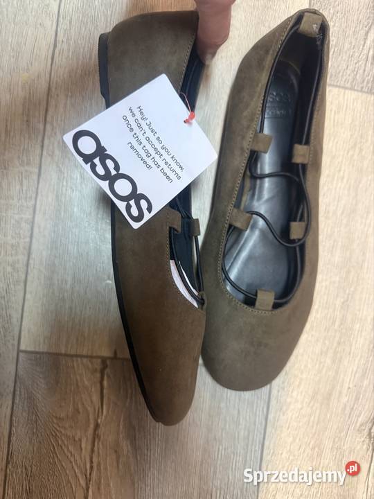 40 Asos Design Zielone khaki baleriny wieczorowe zielony Balerinki Kraków