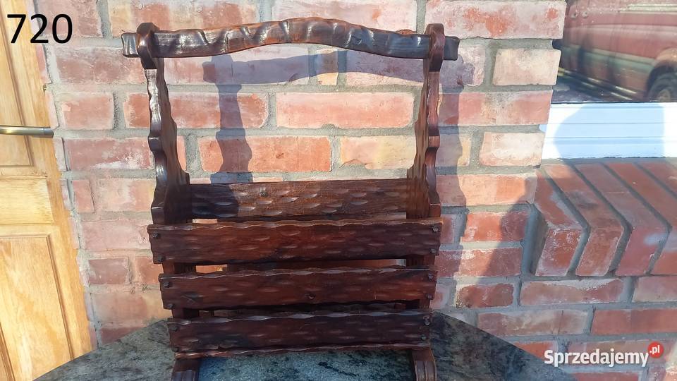 Gazetnik drewniany holenderski stojak na gazety brązowy Gawroniec