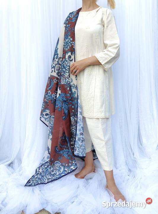 Indyjska chusta dupatta szal oversize retro Dla kobiet Szczecin
