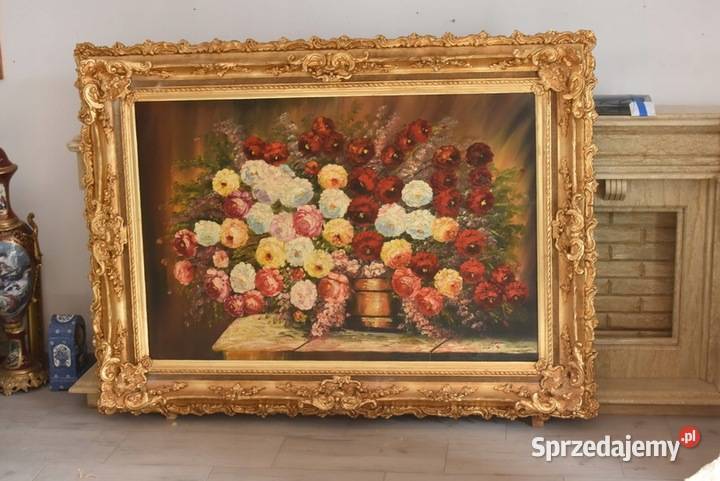 Obraz Olejny Martwa Natura Kwiaty Róże GIGANT Kraków sprzedam