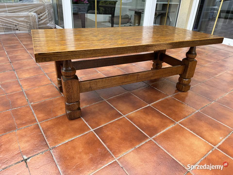 Ława dębowa stylowa do wypoczynku solidna stolik
