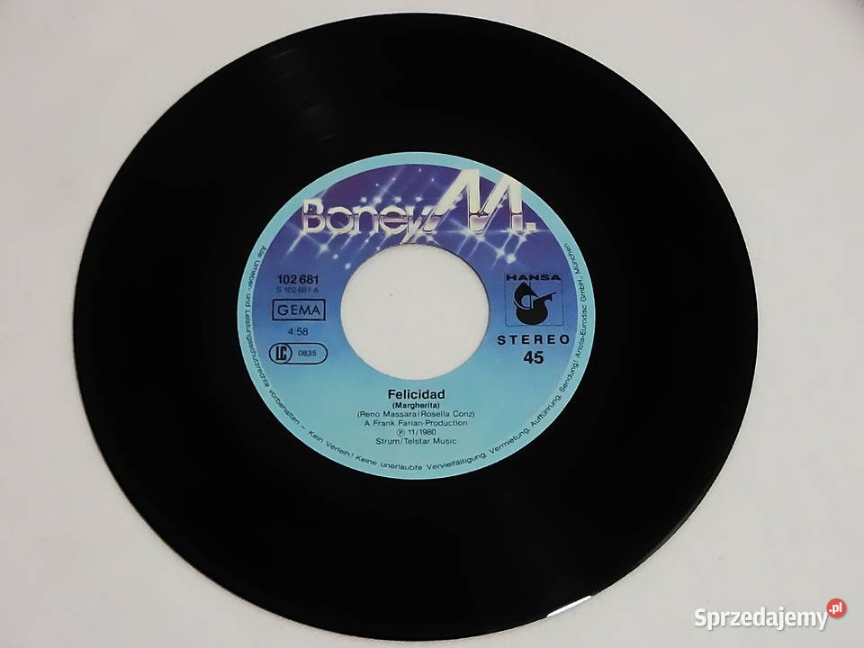 Boney M Felicidad Margherita Label Hansa 102 681 Kultura i Rozrywka Biłgoraj sprzedam
