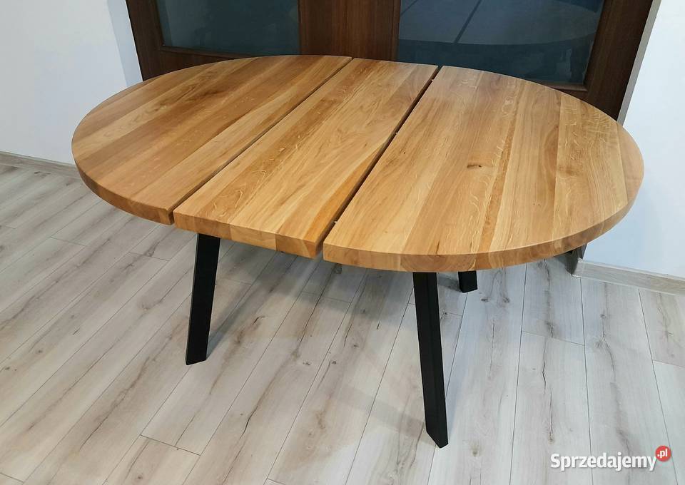 Stół okrągły rozkładany 110 dąb lity 4 mazowieckie