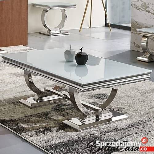 Ława glamour Modena chromowany blat kamienny 70cm Pozostałe Warszawa